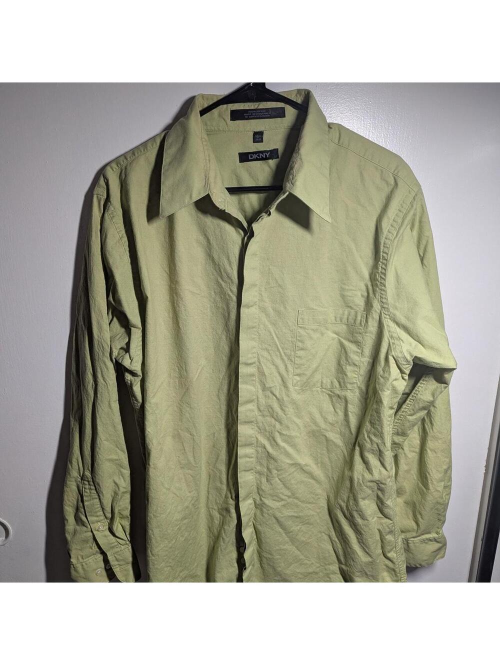 DKNY Green Super 100s Two-Ply Cotton Dress Shirt